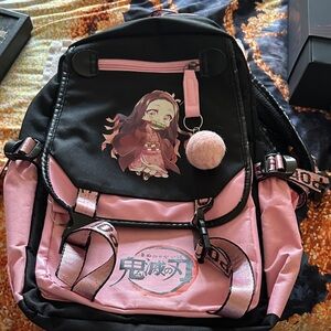 Pink and Black Anime 🎒 Demon Slayer backpack